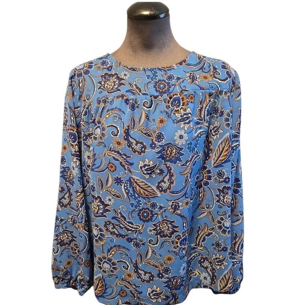 EC J.JILL WEAREVER COLLECTION PAISLEY BLOUSE SZ. LP